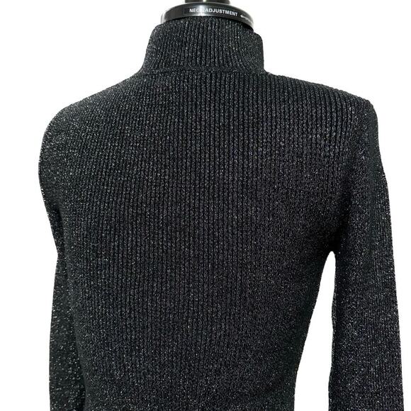 STEVE MADDEN Nadina Mock Neck Sweater Dress Long Sleeve Black Metallic NWT M - Picture 7 of 9